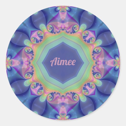AIMEE ~ Pastel Abstract Kaleidoscooppatroon ~ Ronde Sticker (Voorkant)