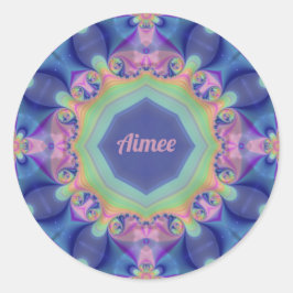 AIMEE ~ Pastel Abstract Kaleidoscooppatroon ~ Ronde Sticker