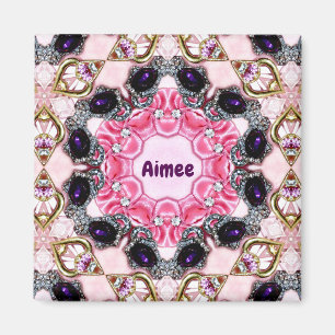 AIMEE Persoonlijk ~ Roze en Paarse Patroon ~ Magneet