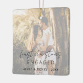 Aimee Rustic Script Modern verloofd Keramisch Ornament (Links)