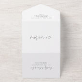 Aimee Rustic Script Modern Wedding All In One Uitnodiging (Buitenkant)