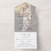 Aimee Rustic Script Modern Wedding All In One Uitnodiging (Binnen)