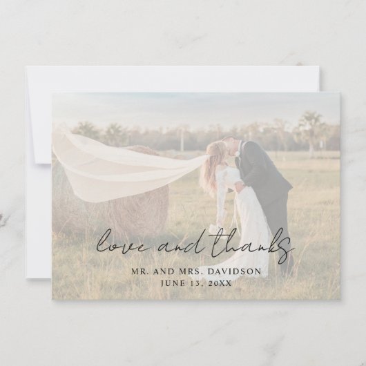 Aimee Rustic Script Modern Wedding Bedankkaart (Voorkant)