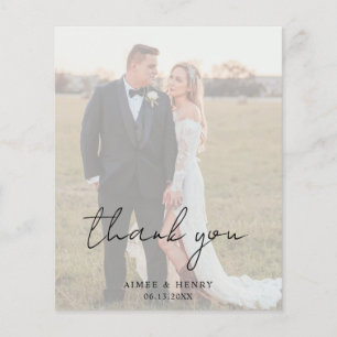 Aimee Rustic Script Modern Wedding Bedankt Card