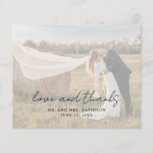 Aimee Rustic Script Modern Wedding Bedankt Card