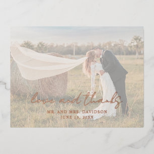 Aimee Rustic Script Modern Wedding Bedankt Folie Uitnodiging Briefkaart