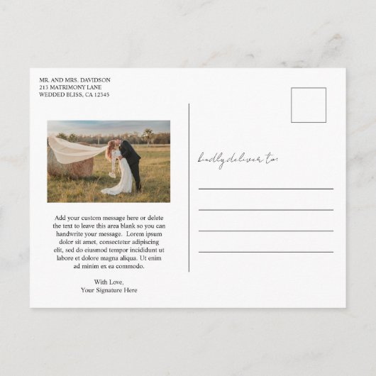 Aimee Rustic Script Modern Wedding Briefkaart (Achterkant)