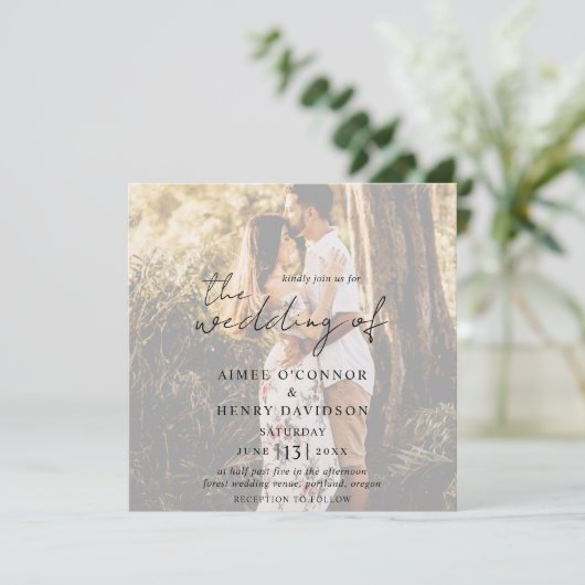 Aimee Rustic Script Modern Wedding Kaart (Staand voorkant)