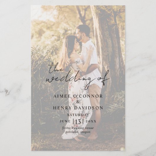 Aimee Rustic Script Modern Wedding Program (Voorkant)