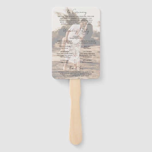 Aimee Rustic Script Modern Wedding Program Handwaaier (Achterkant)