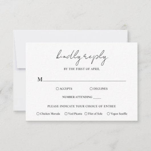Aimee Rustic Script Modern Wedding RSVP Kaartje (Voorkant)