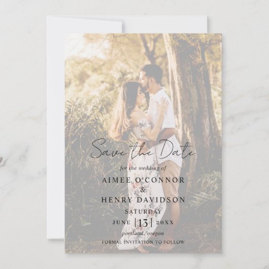Aimee Rustic Script Modern Wedding Save The Date (Voorkant)