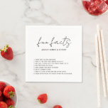 Aimee Rustic Script Modern Wedding Servet<br><div class="desc">Moderne trouwluiers met een eenvoudig ontwerp met "leuke feiten" in een roestachtige stijl script,  in zwart-wit. Deze elegante luiers met een minimalistische lay-out zijn geweldig voor elke trouwstijl.</div>