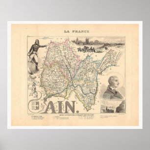 Ain Department Frankrijk 1858 Alexandre Vuillemin  Poster