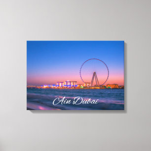 Ain Dubai Observation Wheel at Night Canvas Art Afdruk
