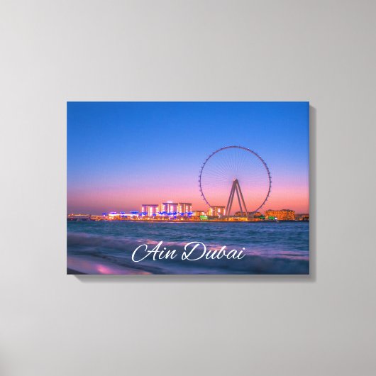 Ain Dubai Observation Wheel at Night Canvas Art Afdruk (Voorkant)