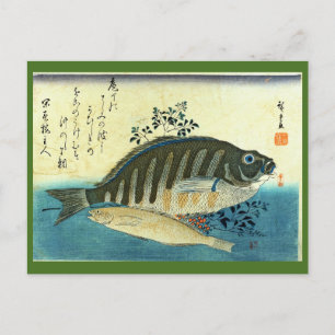 Ainame & Shima-hata - Japanse vis van Hiroshige Briefkaart