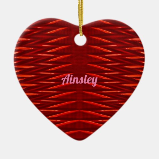 AINSLEY ~ VALENTIJN HEART ~ Red Fractal ~ Keramisch Ornament (Voorkant)