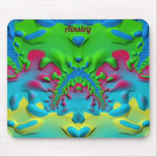 AINSLEY ~ Zany Hot Pink Geel Groen en Blauw Muismat