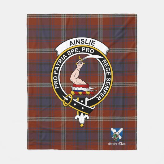 Ainslie Ancient Clan Badge Tartan Pset Fleece Deken (Voorkant)