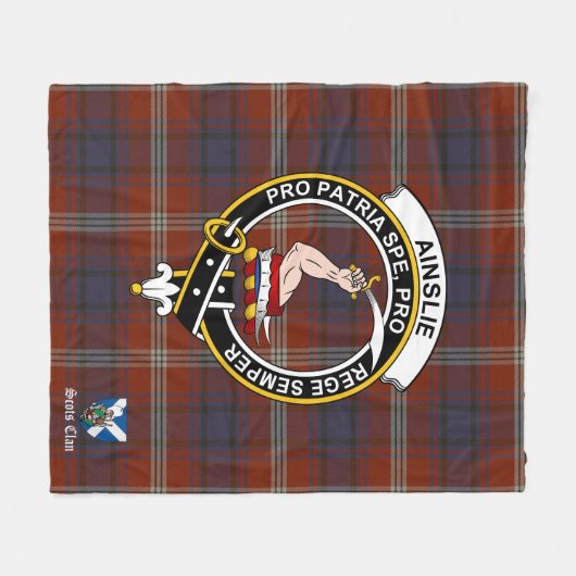 Ainslie Ancient Clan Badge Tartan Pset Fleece Deken (Voorkant (Horizontaal))