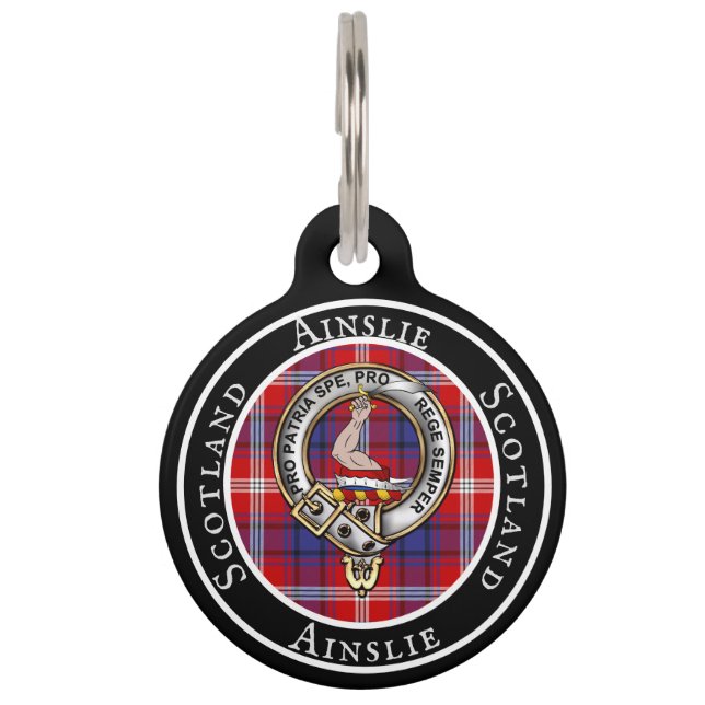 Ainslie Badge/Tartan Personalized People ID Label Huisdierpenning (Voorkant)