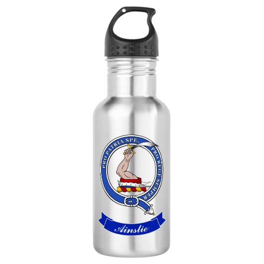 Ainslie Clan Badge gepersonaliseerd Waterfles (Voorkant)