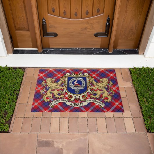 Ainslie Clan Badge & Tartan Deurmat (Buiten)