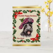 Ainslie Scottie Dog Gepersonaliseerde Xmas Kaart (Gele Bloem)