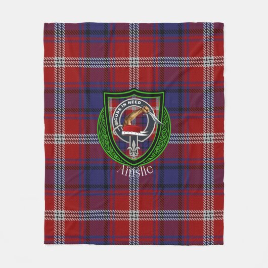 Ainslie Scottish Clan Tartan & Crest Fleece Deken (Voorkant)