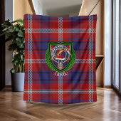 Ainslie Scottish Clan Tartan & Crest Fleece Deken