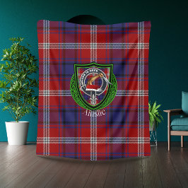 Ainslie Scottish Clan Tartan & Crest Fleece Deken