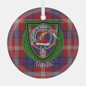 Ainslie Scottish Clan Tartan & Crest Glas Ornament (Voorkant)