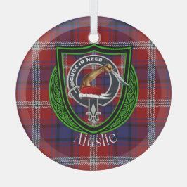 Ainslie Scottish Clan Tartan & Crest Glas Ornament