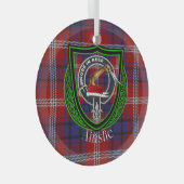 Ainslie Scottish Clan Tartan & Crest Glas Ornament (Voorkant Rechts)