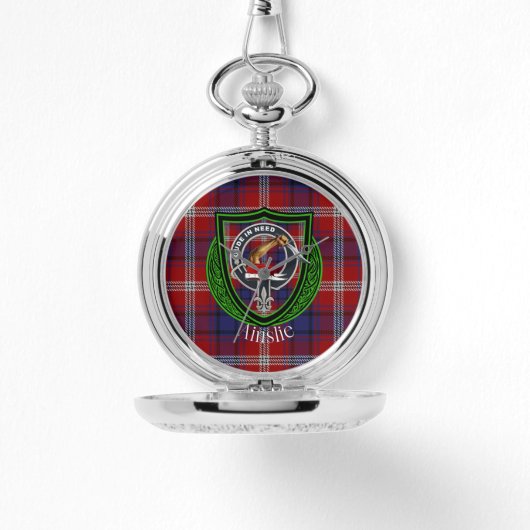 Ainslie Scottish Clan Tartan & Crest Horloge (Voorkant)