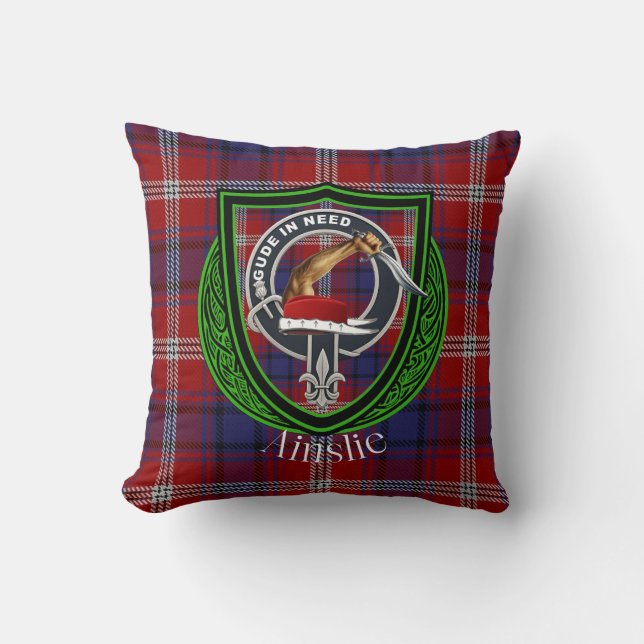 Ainslie Scottish Clan Tartan Crest Kussen (Voorkant)
