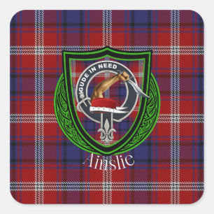Ainslie Scottish Clan Tartan & Crest Vierkante Sticker
