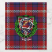 Ainslie Scottish Clan Tartan & Crest Wijn Etiket (Enkel label)