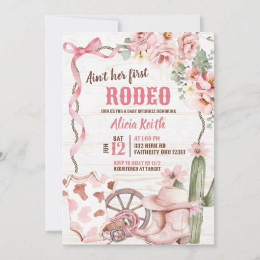 Aint Her First Rodeo Baby Sprinkle Invitation Kaart (Voorkant)