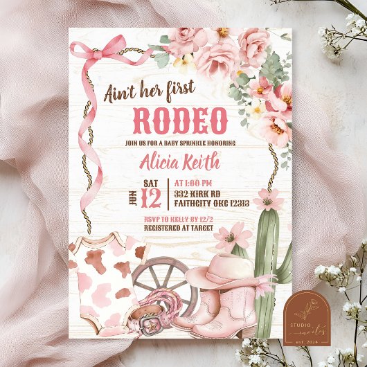 Aint Her First Rodeo Baby Sprinkle Invitation Kaart
