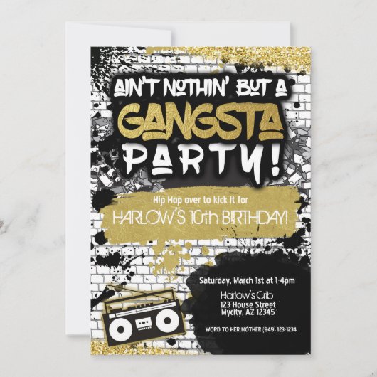 Aint Nothin, maar een Gangsta Party Hip Hop Birthd Kaart (Voorkant)