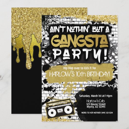 Aint Nothin, maar een Gangsta Party Hip Hop Birthd Kaart (Voorkant / Achterkant)