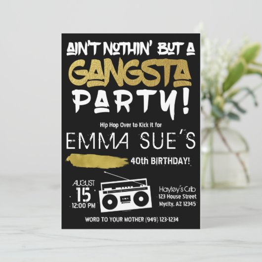 Aint Nothin, maar een Gangsta Party Hip Hop Birthd Kaart (Staand voorkant)
