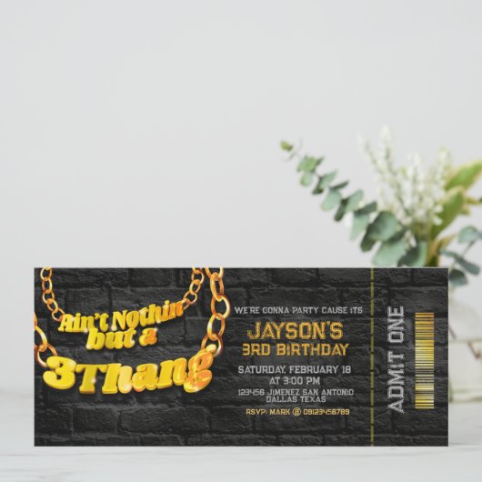 Ain't Nothing but a 3 Thang - Hip Hop Ticket Kaart (Staand voorkant)