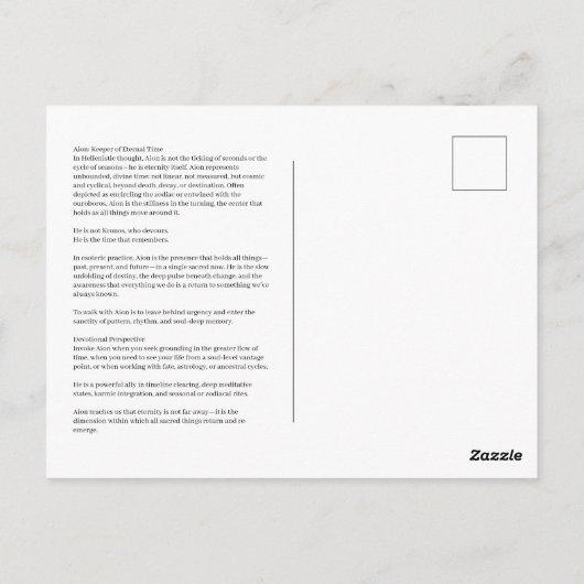 Aion Eternal Time God Postcard Briefkaart (Achterkant)