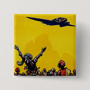 Air Afrique ~ Ligne de Bamako Vierkante Button 5,1 Cm