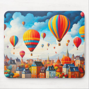 Air Ballon City Concept Abstracte kleurrijke omgev Muismat