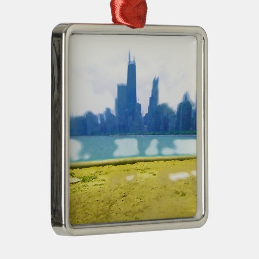 Air Brushed Chicago Metalen Ornament (Rechts)