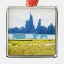 Air Brushed Chicago Metalen Ornament